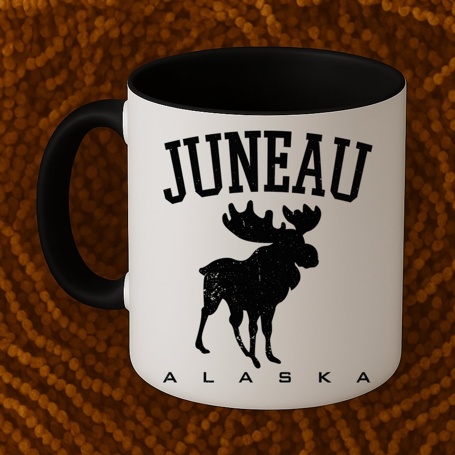 Juneau Alaska Moose Family Hiking Camping Trip Retro Vintage Funny Gift Mug