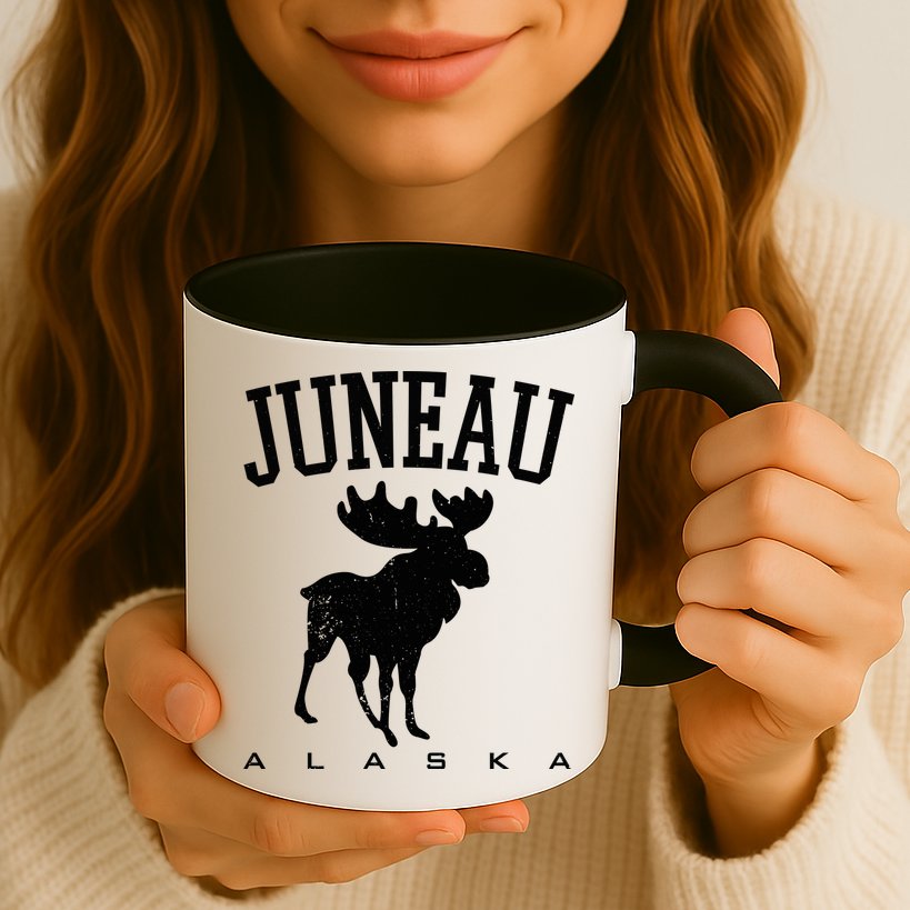 Juneau Alaska Moose Family Hiking Camping Trip Retro Vintage Funny Gift Mug