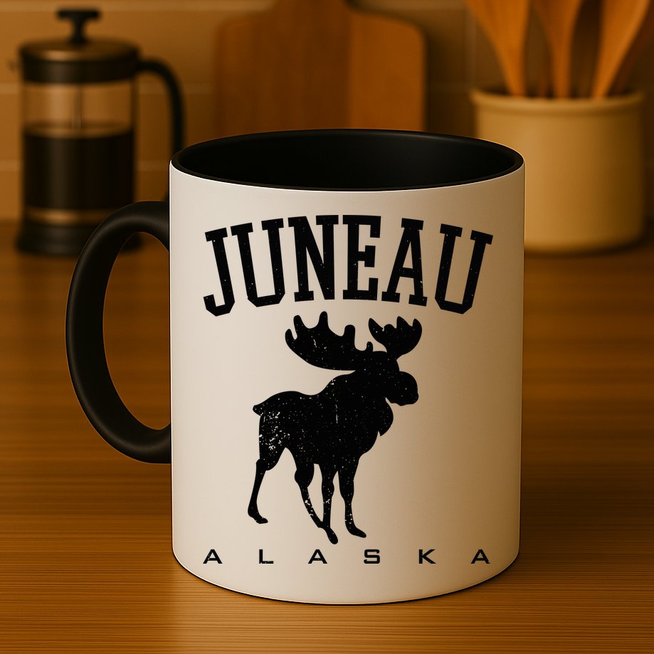 Juneau Alaska Moose Family Hiking Camping Trip Retro Vintage Funny Gift Mug