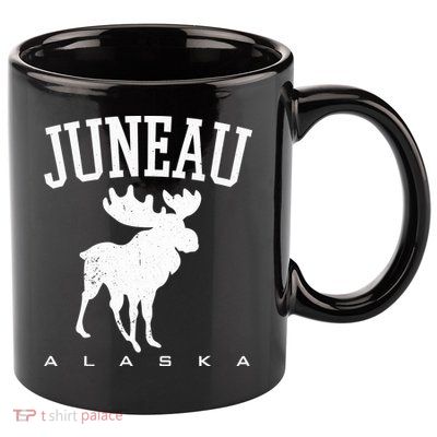 Juneau Alaska Moose Family Hiking Camping Trip Retro Vintage Funny Gift 11oz C Handle Ceramic Mug