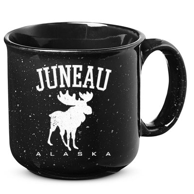 Juneau Alaska Moose Family Hiking Camping Trip Retro Vintage Funny Gift 15oz Campfire Ceramic Mug
