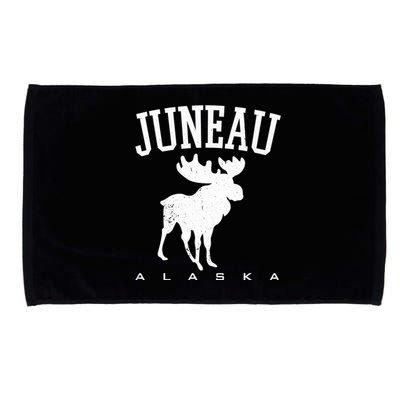 Juneau Alaska Moose Family Hiking Camping Trip Retro Vintage Funny Gift Microfiber Hand Towel