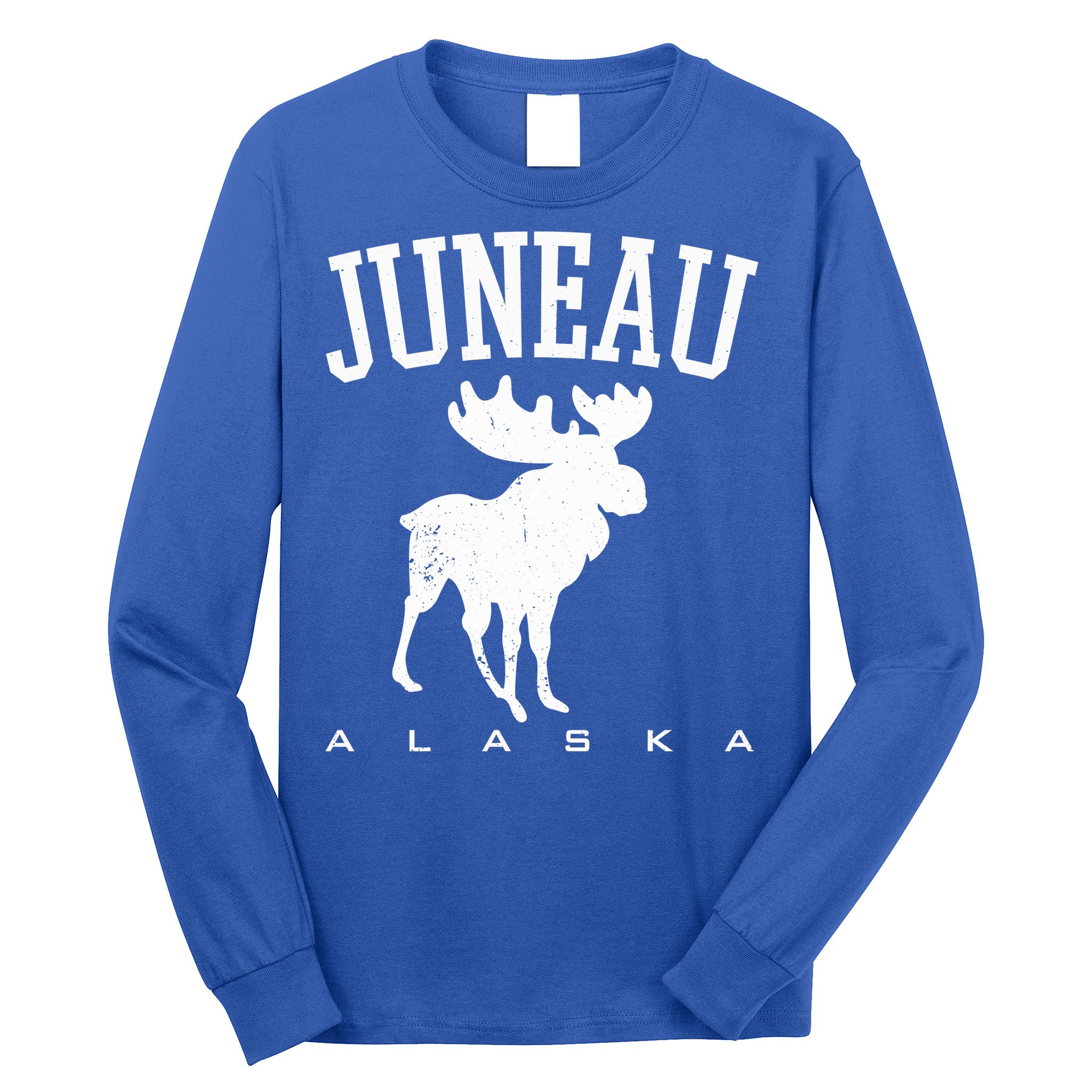 Juneau Alaska Moose Family Hiking Camping Trip Retro Vintage Funny Gift Long Sleeve Shirt