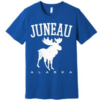 Juneau Alaska Moose Family Hiking Camping Trip Retro Vintage Funny Gift Premium T-Shirt