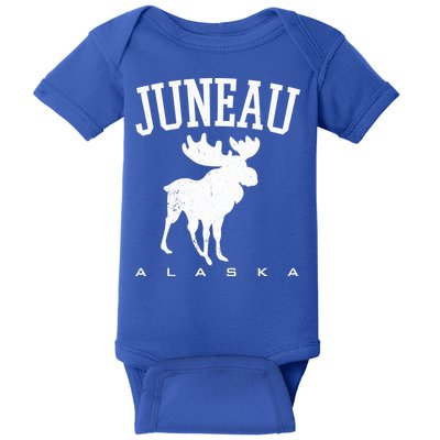 Juneau Alaska Moose Family Hiking Camping Trip Retro Vintage Funny Gift Baby Bodysuit