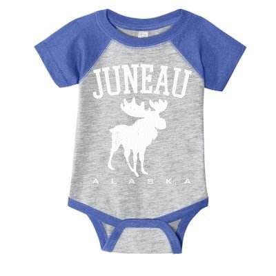Juneau Alaska Moose Family Hiking Camping Trip Retro Vintage Funny Gift Infant Baby Jersey Bodysuit
