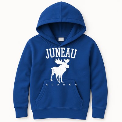 Juneau Alaska Moose Family Hiking Camping Trip Retro Vintage Funny Gift Kids Hoodie