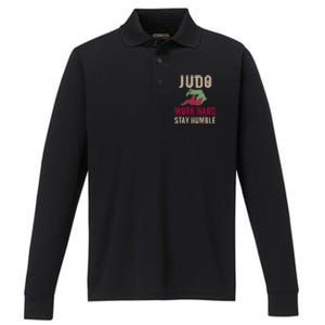 Judo And Martial Arts Work Hard Stay Humble Gift Cool Gift Performance Long Sleeve Polo