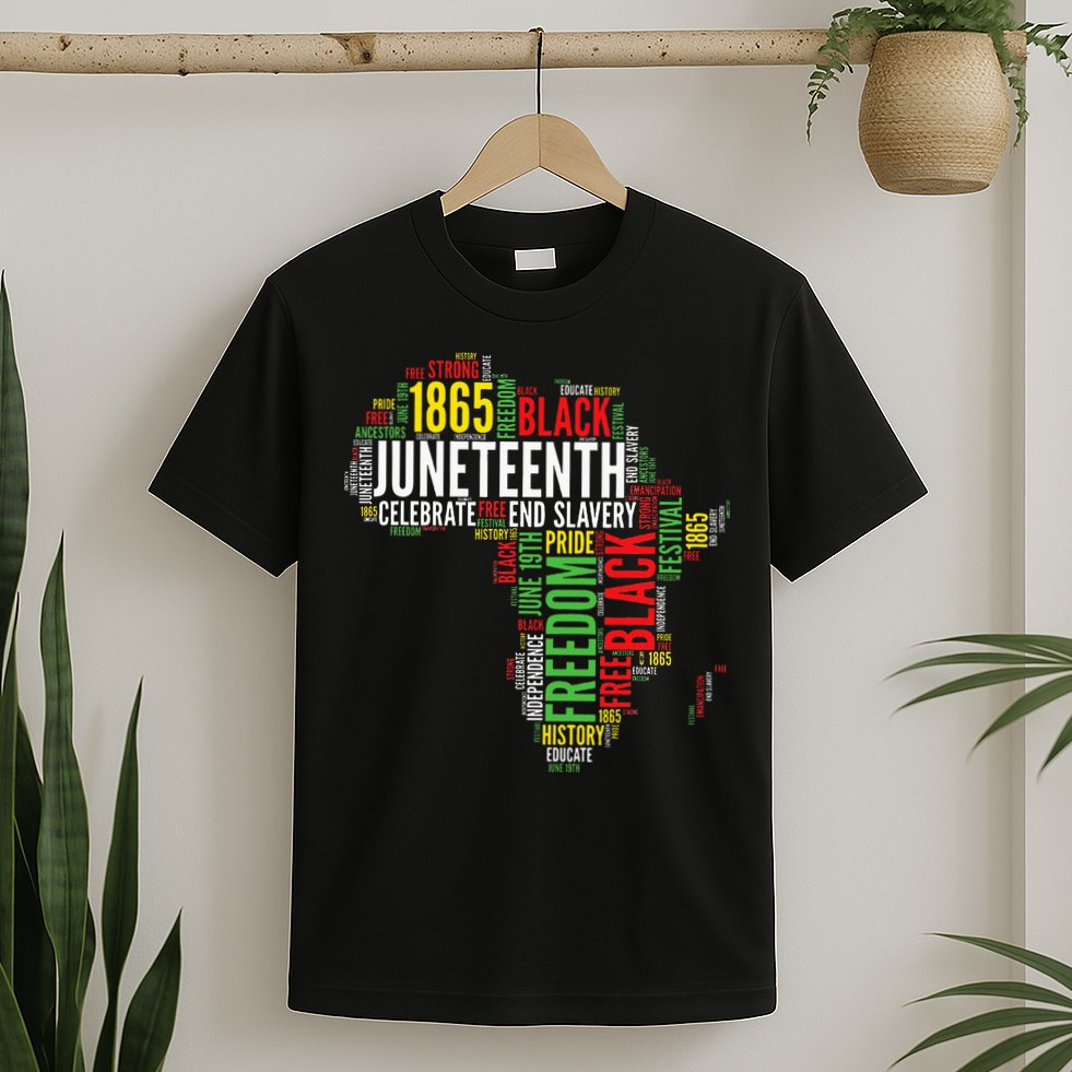 Juneteenth Africa Map Rd Art Black Pride Juneteenth T-Shirt