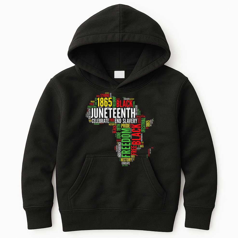Juneteenth Africa Map Rd Art Black Pride Juneteenth Kids Hoodie