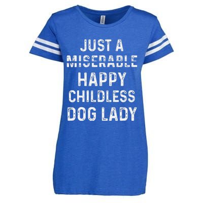 Just A Miserable Happy Childless Dog Lady Enza Ladies Jersey Football T-Shirt