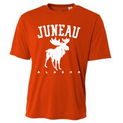 Juneau Alaska Moose Family Hiking Camping Trip Retro Vintage Funny Gift Cooling Performance Crew T-Shirt