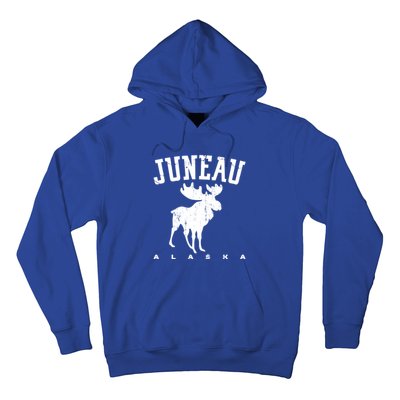 Juneau Alaska Moose Family Hiking Camping Trip Retro Vintage Funny Gift Hoodie