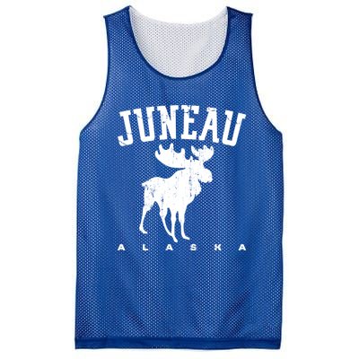 Juneau Alaska Moose Family Hiking Camping Trip Retro Vintage Funny Gift Mesh Reversible Basketball Jersey Tank