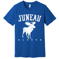 Juneau Alaska Moose Family Hiking Camping Trip Retro Vintage Funny Gift Premium T-Shirt