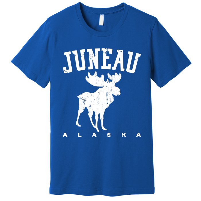 Juneau Alaska Moose Family Hiking Camping Trip Retro Vintage Funny Gift Premium T-Shirt