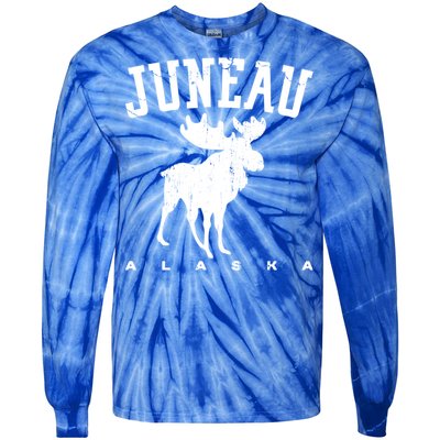 Juneau Alaska Moose Family Hiking Camping Trip Retro Vintage Funny Gift Tie-Dye Long Sleeve Shirt