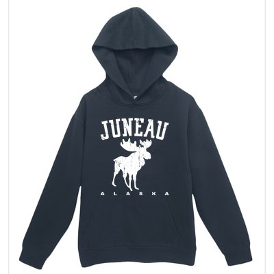 Juneau Alaska Moose Family Hiking Camping Trip Retro Vintage Funny Gift Urban Pullover Hoodie