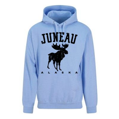 Juneau Alaska Moose Family Hiking Camping Trip Retro Vintage Funny Gift Unisex Surf Hoodie