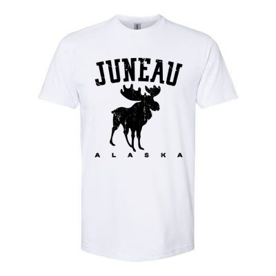 Juneau Alaska Moose Family Hiking Camping Trip Retro Vintage Funny Gift Softstyle CVC T-Shirt