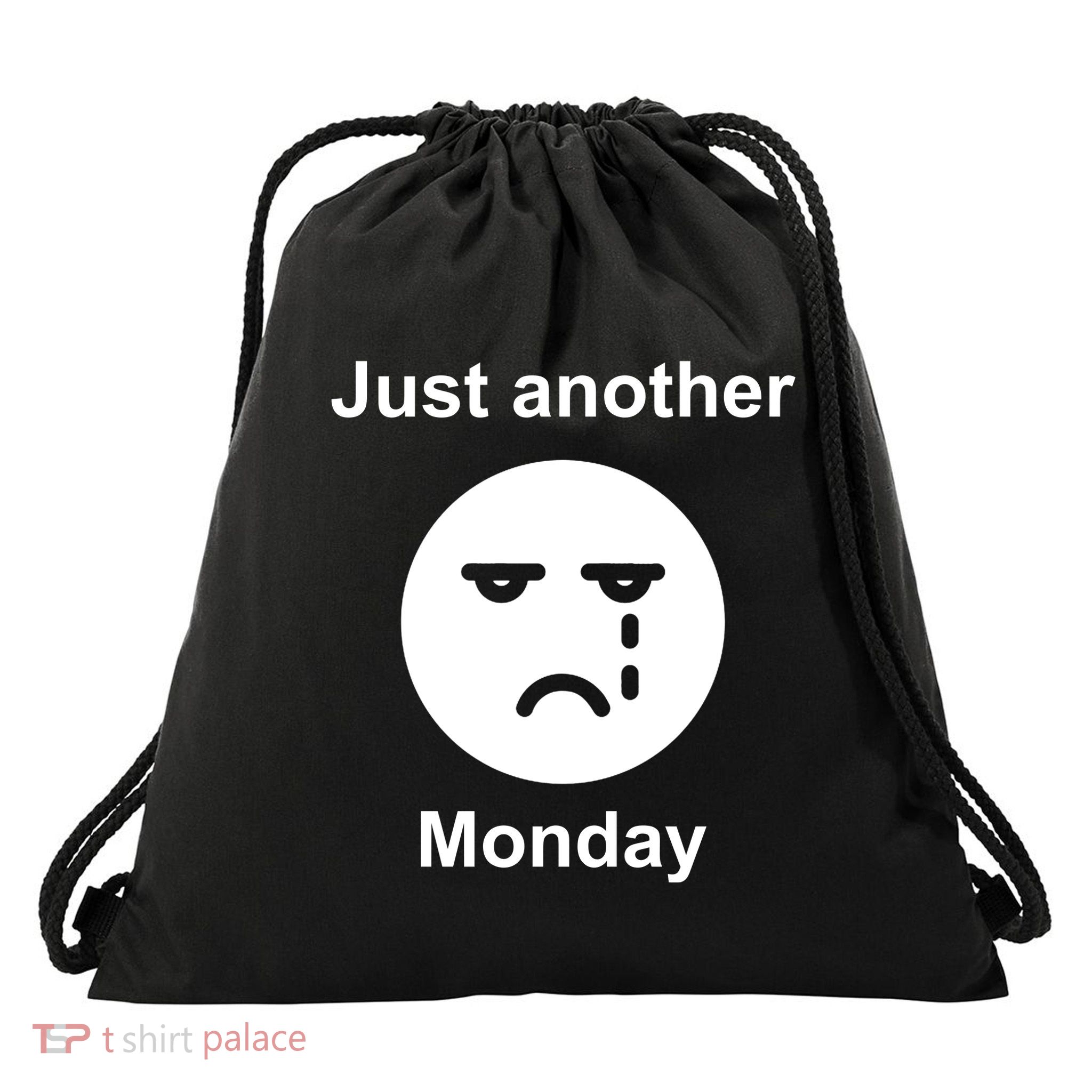 Just Another Monday Sad Face Drawstring Bag