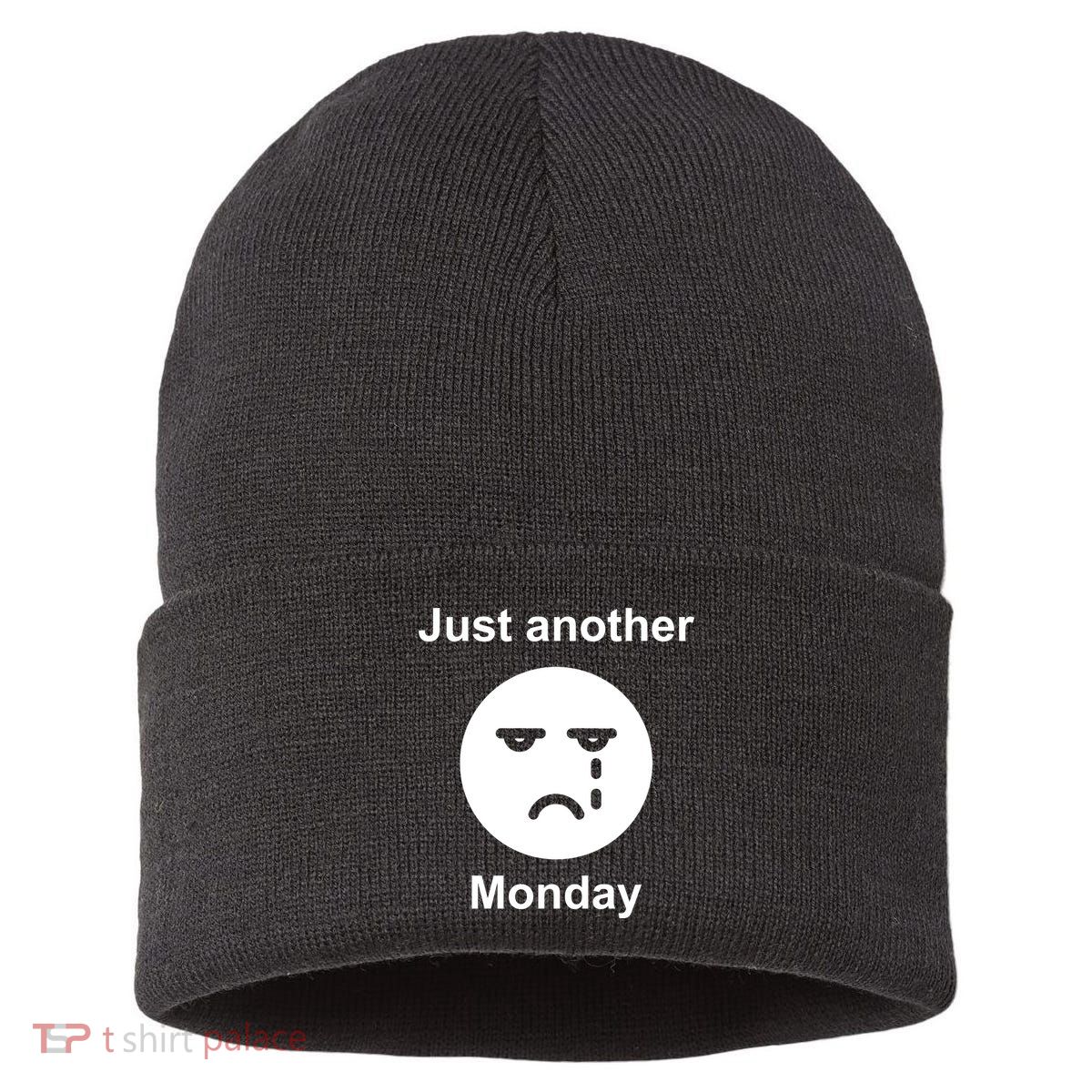 Just Another Monday Sad Face Sustainable Knit Beanie