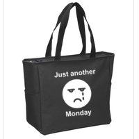Just Another Monday Sad Face Zip Tote Bag