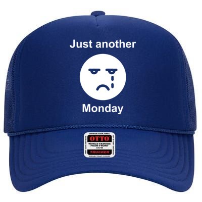 Just Another Monday Sad Face High Crown Mesh Back Trucker Hat