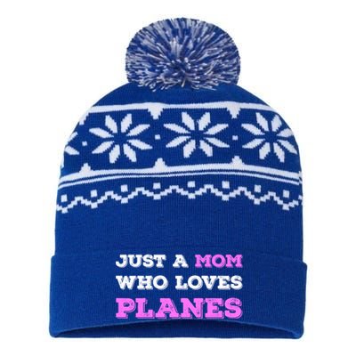 Just A Mom Who Loves Planes Stewardess Mom Funny Mothers Day Great Gift USA-Made Snowflake Beanie