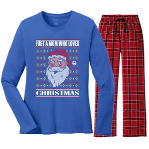 Just A Mom Who Loves Christmas Christmas In July Cool Gift Women's Long Sleeve Flannel Pajama Set 