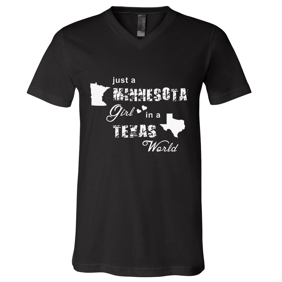 Just A Minnesota Girl In A Texas World Printing V-Neck T-Shirt