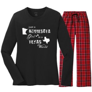 Just A Minnesota Girl In A Texas World Printing Women's Long Sleeve Flannel Pajama Set 