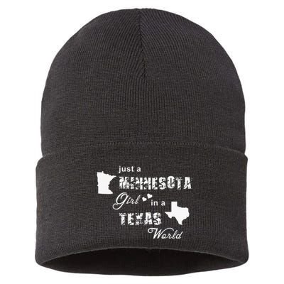 Just A Minnesota Girl In A Texas World Printing Sustainable Knit Beanie