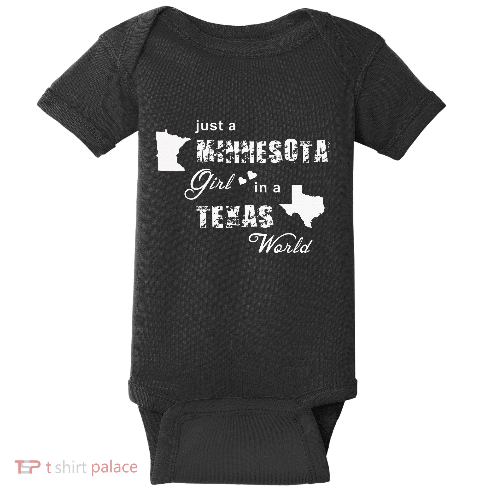 Just A Minnesota Girl In A Texas World Printing Baby Bodysuit