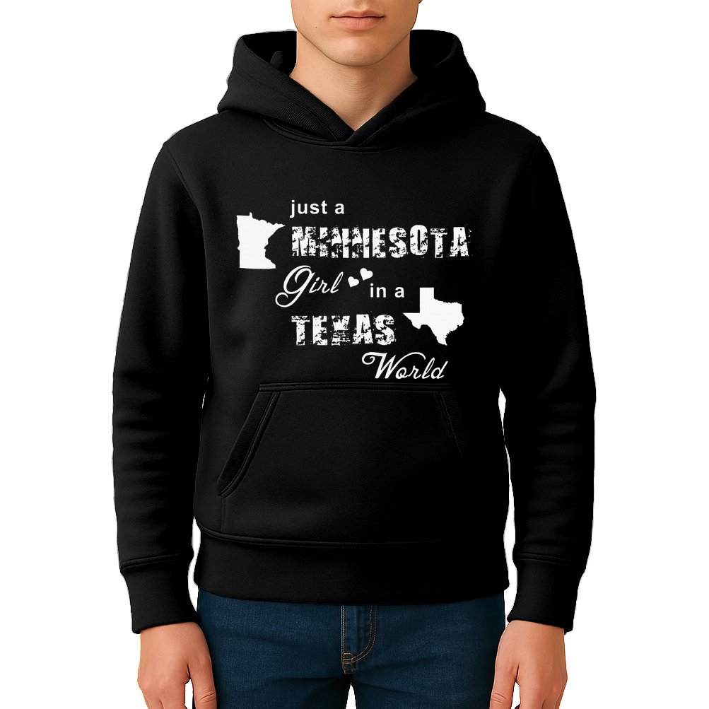 Just A Minnesota Girl In A Texas World Printing Kids Hoodie