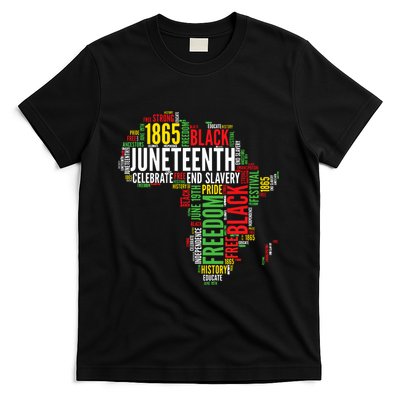 Juneteenth Africa Map Word Art Black Pride Juneteenth T-Shirt