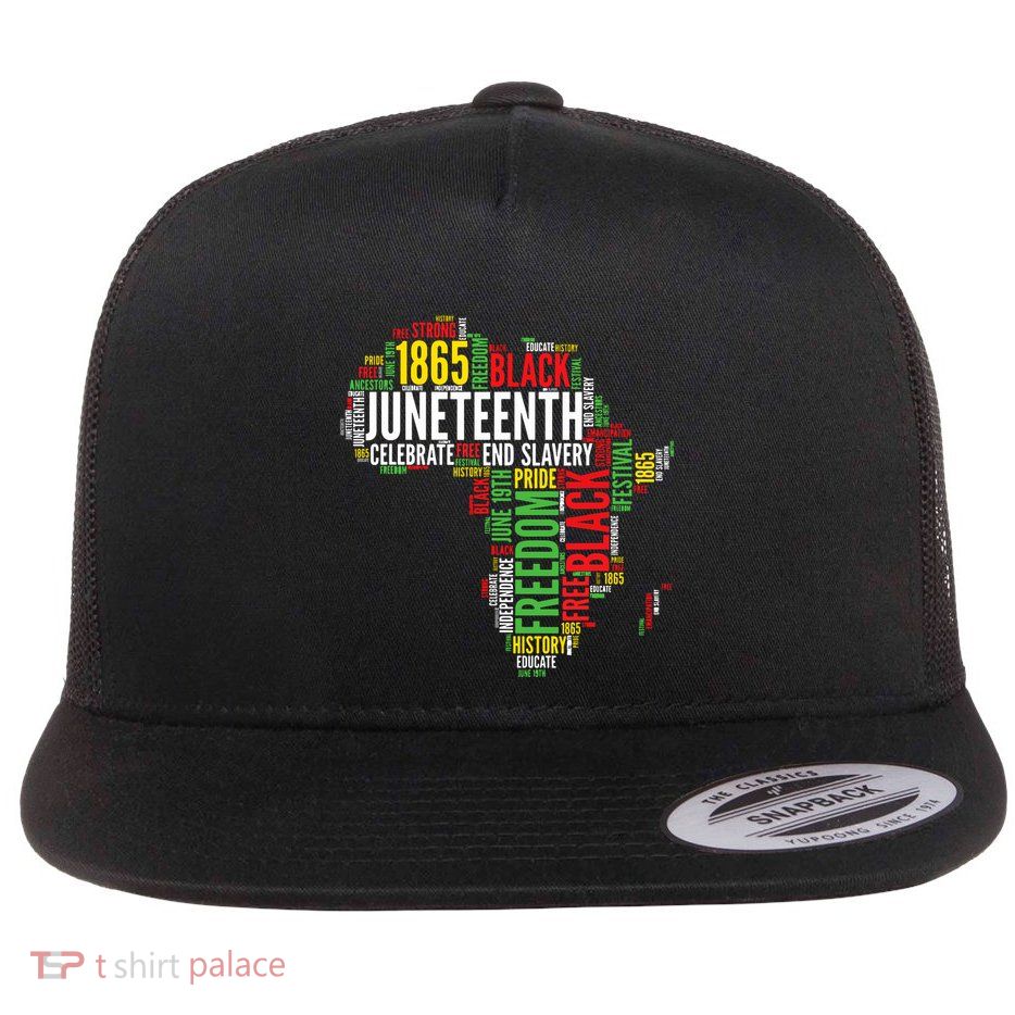 Juneteenth Africa Map Word Art Black Pride Juneteenth Flatbill Hat