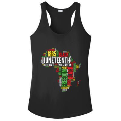 Juneteenth Africa Map Word Art Black Pride Juneteenth Ladies PosiCharge Competitor Racerback Tank