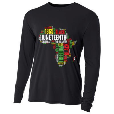 Juneteenth Africa Map Word Art Black Pride Juneteenth Cooling Performance Long Sleeve Crew