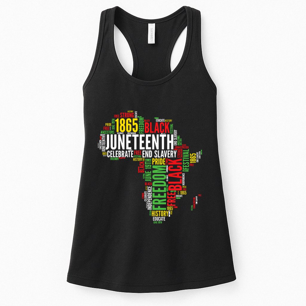 Juneteenth Africa Map Word Art Black Pride Juneteenth Womens Tank Top