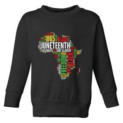Juneteenth Africa Map Word Art Black Pride Juneteenth Toddler Sweatshirt