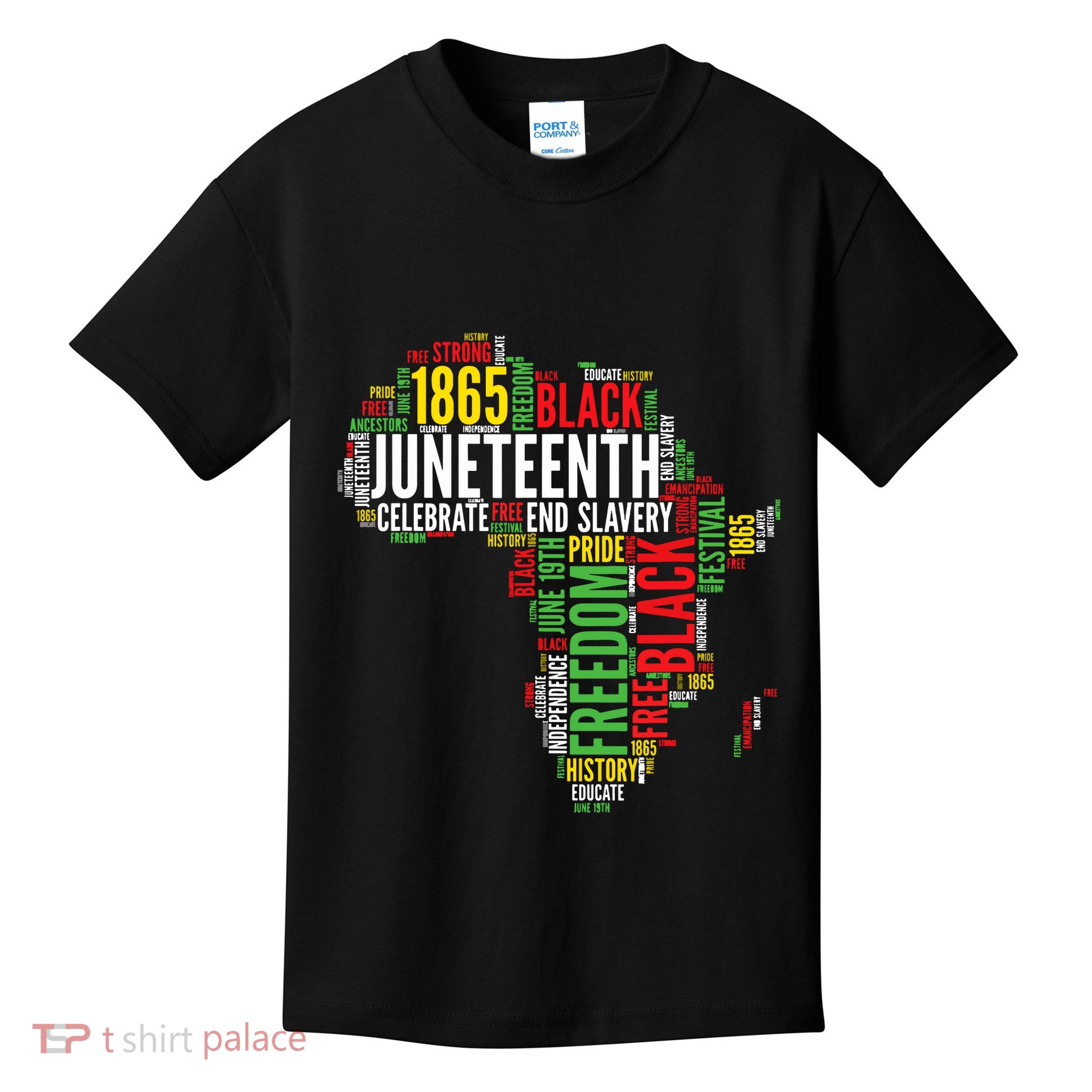 Juneteenth Africa Map Word Art Black Pride Juneteenth Kids T-Shirt