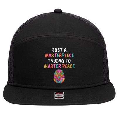 Just A Masterpiece Tal Health Awareness Green Stigma Gift Meaningful Gift 7 Panel Mesh Trucker Snapback Hat