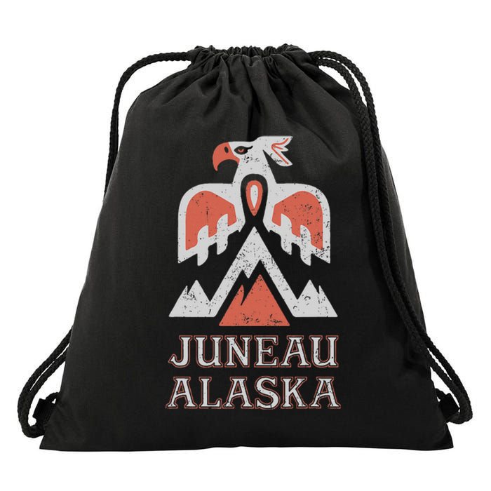 Juneau Alaska Mountain Eagle Tribal American Indian Drawstring Bag