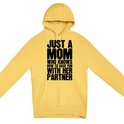 Just A Mom Who Knows How To Have Fun With Her Partner Meaningful Gift Premium Pullover Hoodie