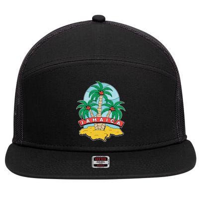 Jamaica Beach 7 Panel Mesh Trucker Snapback Hat