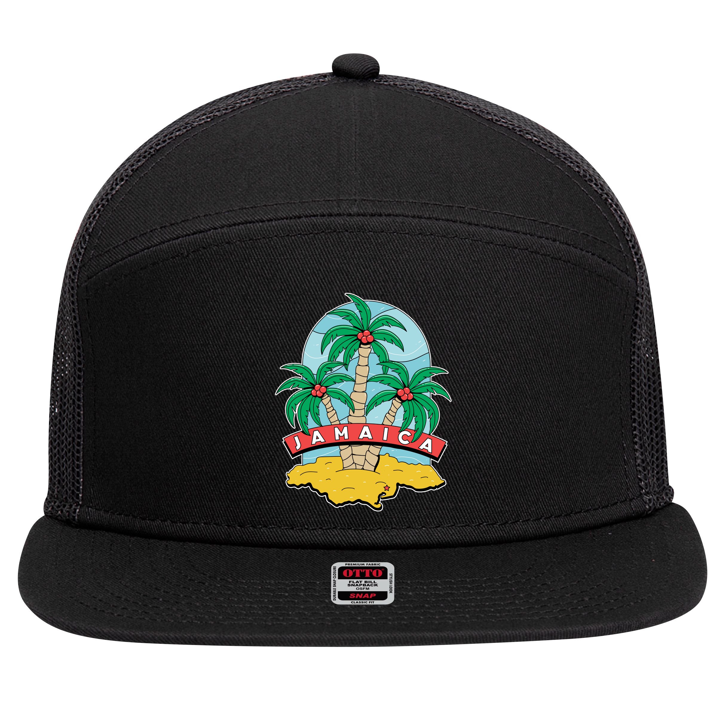 Jamaica Beach 7 Panel Mesh Trucker Snapback Hat