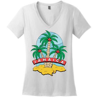 Jamaica Beach Women's V-Neck T-Shirt