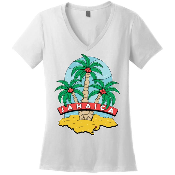 Jamaica Beach Women's V-Neck T-Shirt