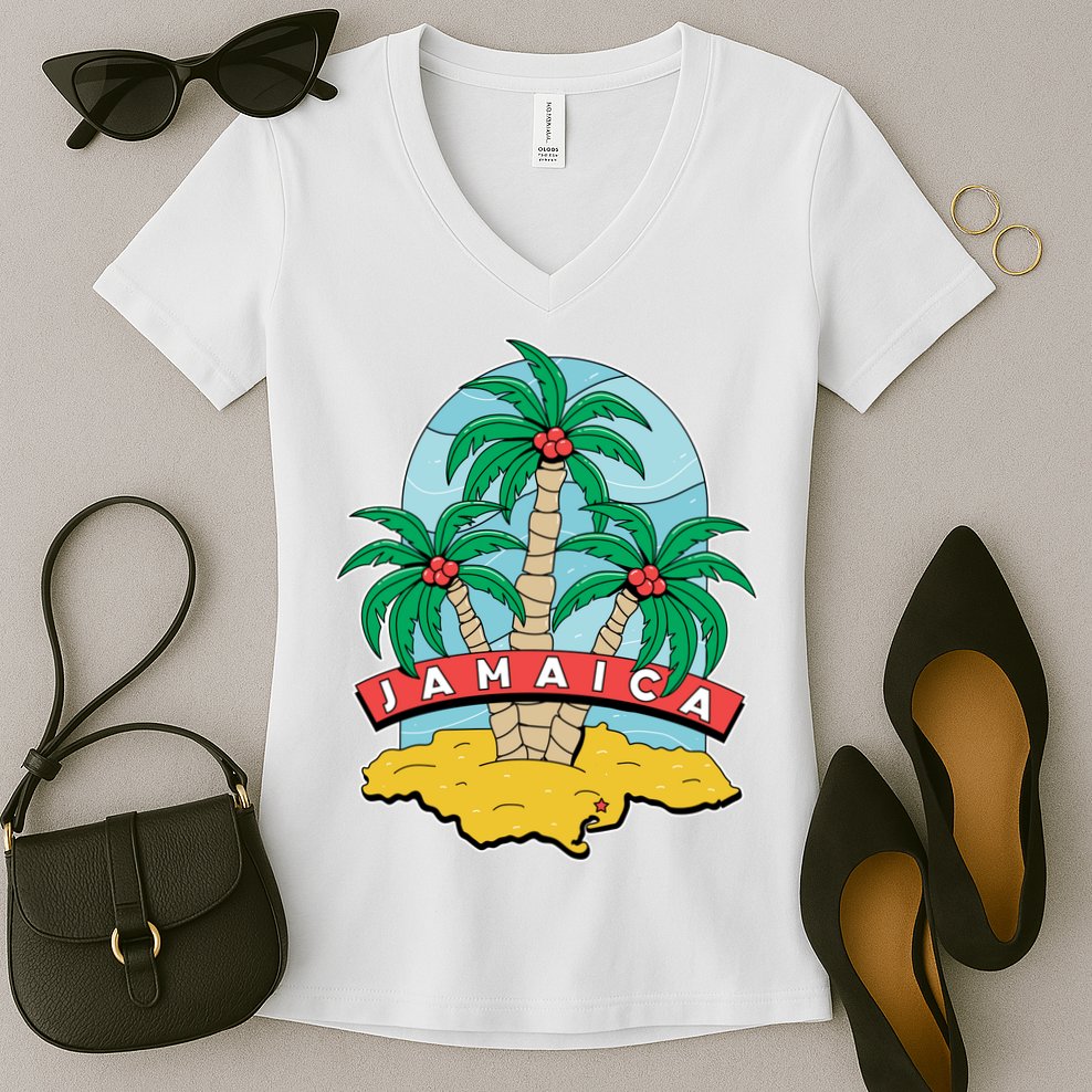 Jamaica Beach Women's V-Neck T-Shirt